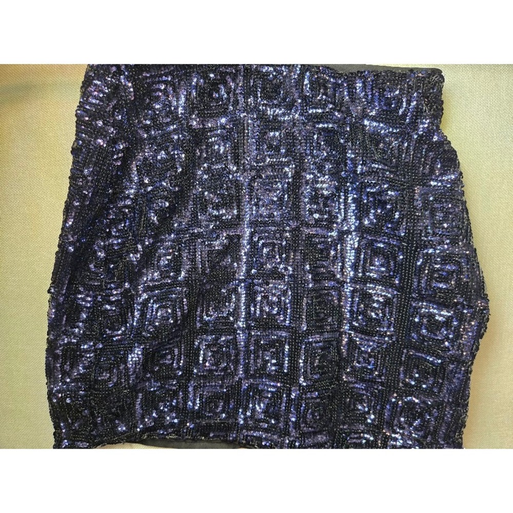 HM Purple Black Sequin Geometric Square Mini Skirt Size 2 Party Concert NightOut